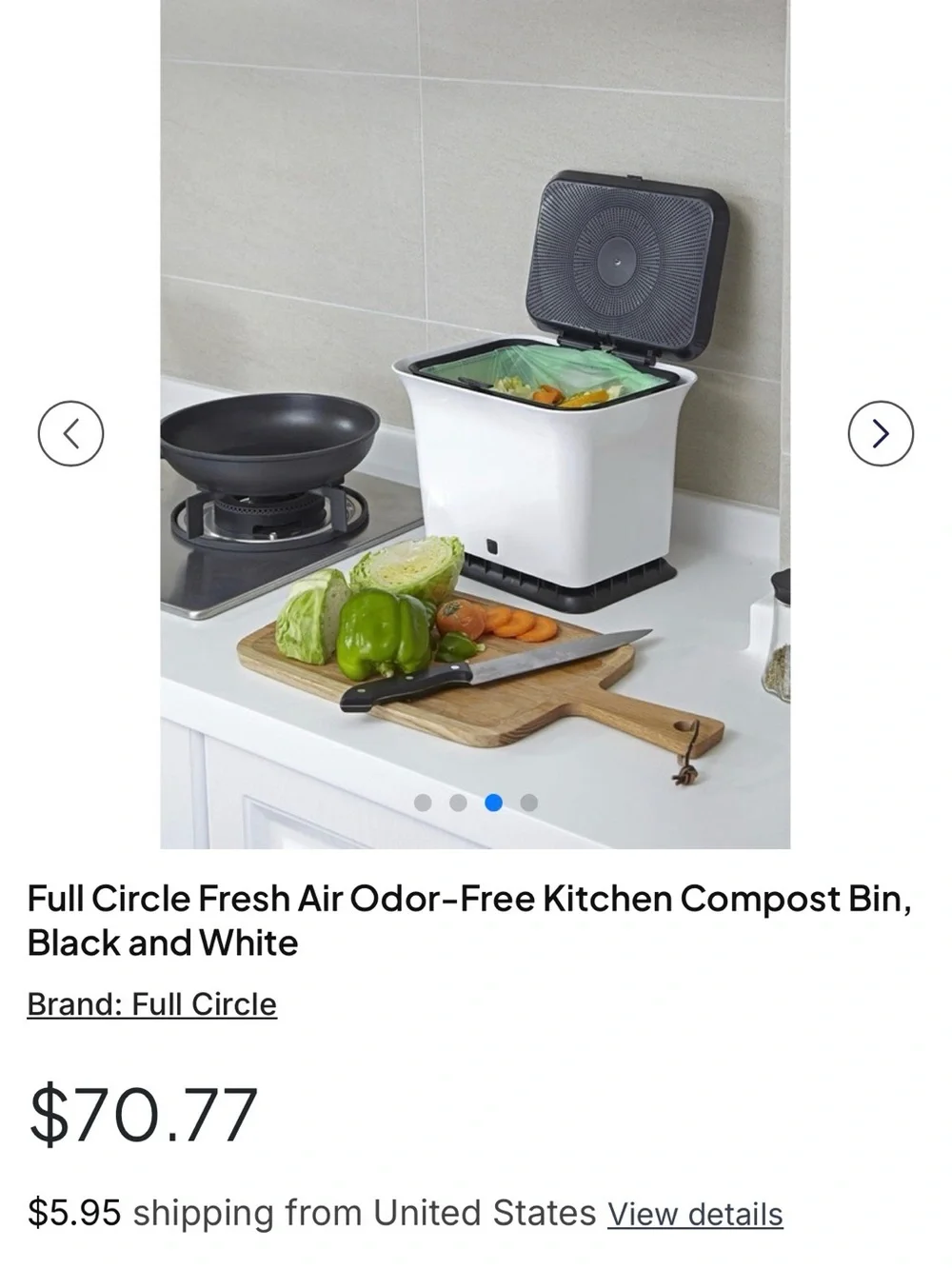 Full Circle - Fresh Air - Gray and Green Kitchen Compost Bin